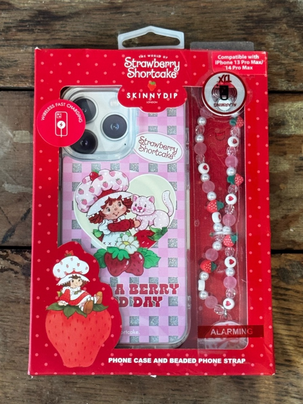 NEW Skinnydip x Strawberry Shortcake Pink Phone Case with Beaded Strap